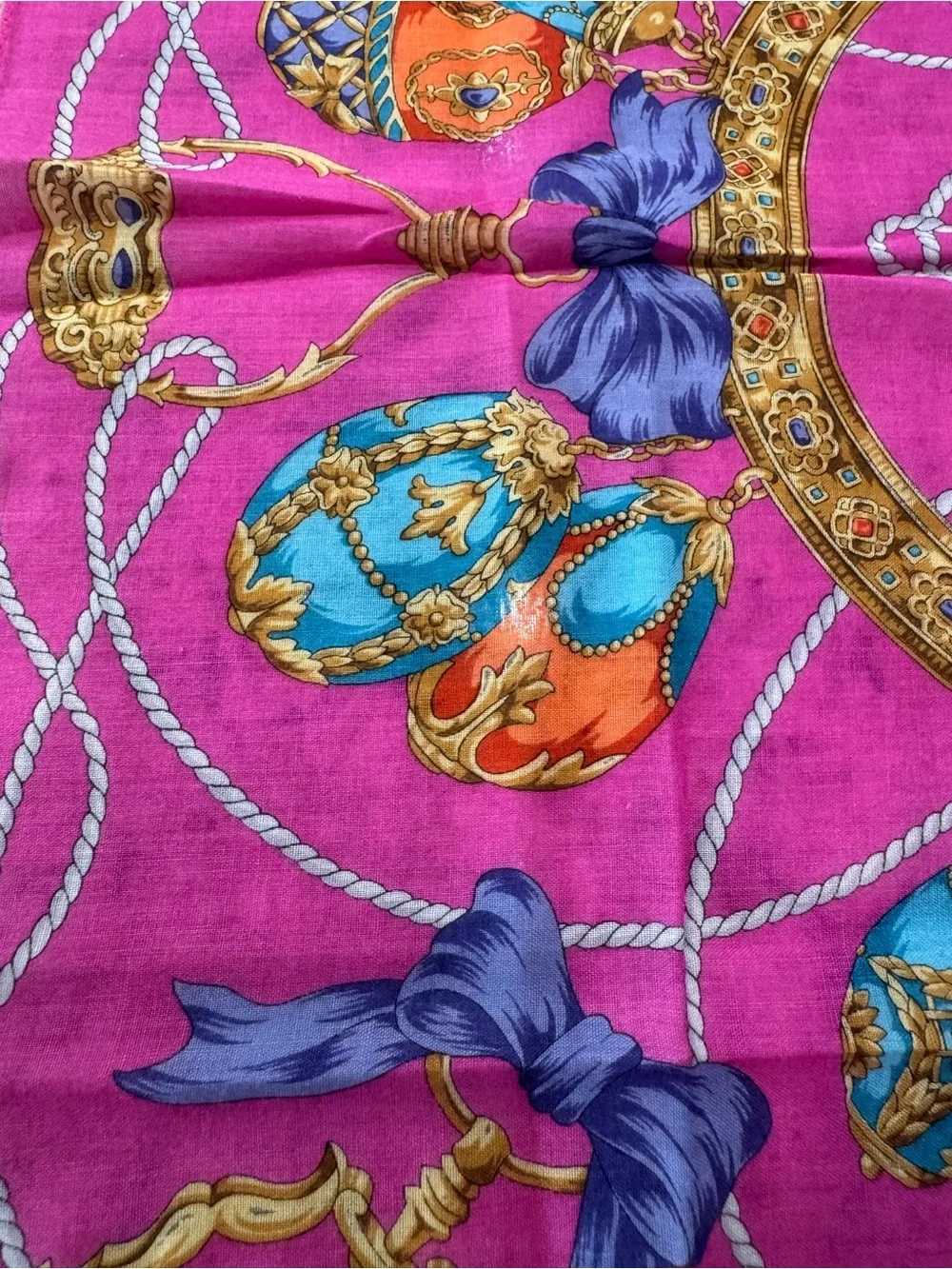 Vintage CELINE Bright Pink Neckerchief Scarf